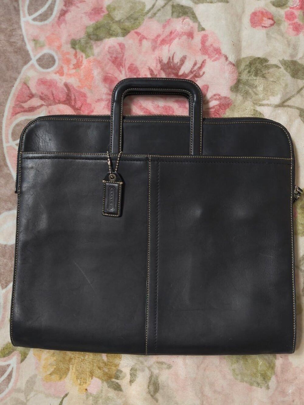 Coach Vintage Associates Portfolio nickel/black w/contrast stitching